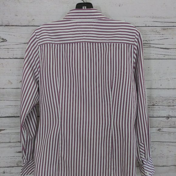 Tommy Hilfiger M Fitted Cotton Shirt Purple Stripe - Picture 3 of 5